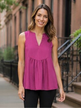 Anthropologie Pink Sateen Top - Size 8